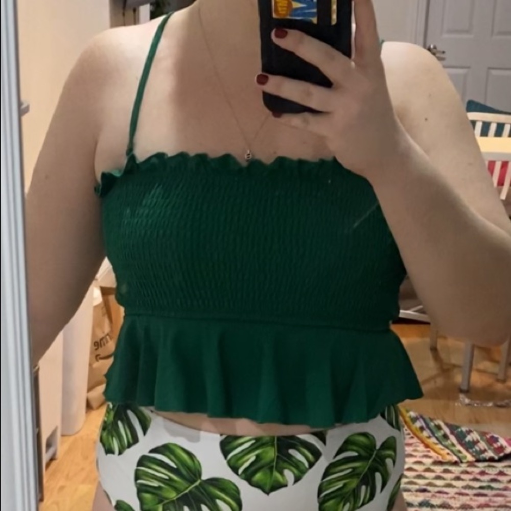 Kelly Green Ruched Bathing Suit Top